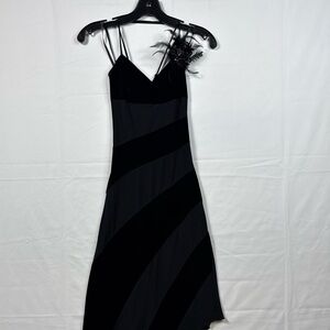 VTG Y2K Ecco Dress Sz M Fairy Vamp Goth Asymmetric Strappy Rosette Whimsigoth